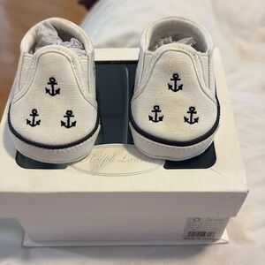 Ralph Lauren  Bal Harbor white summer crib shoe slip on Size 0